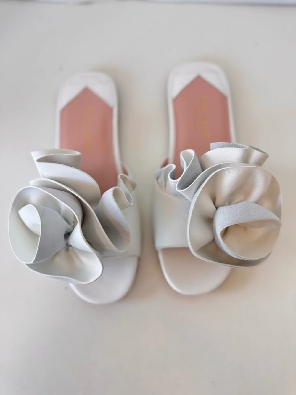 Kate Spade White Floral Flourish Suede Slide Slip On Sandals Shoes Size 7.5